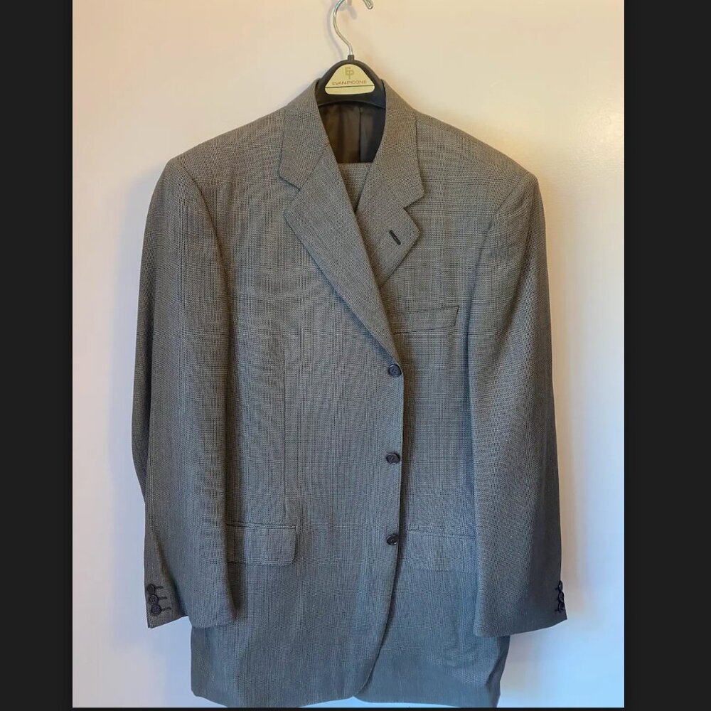 Custom Canali Men's Suit, Gray, 100% wool